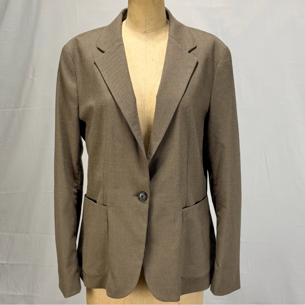 Chaps houndstooth plaid check blazer women’s suit jacket coat New brown neutral - Picture 9 of 13